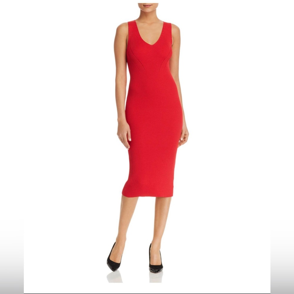 MICHAEL MICHAEL KORS Women's V Neck Rib Sweater Dress -‎ Orange Size XL